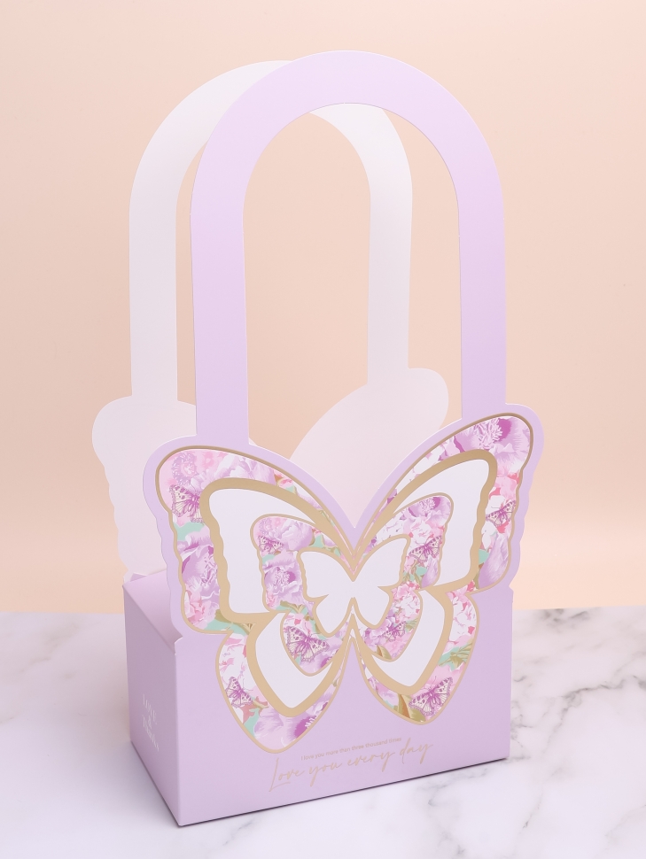 Плайм пакет для цветов прямоугольник H36,5х18х9см бабочка сиреневый