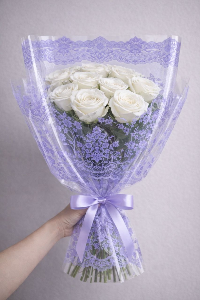 Пленка цветная 60см Ажур сиреневый классик