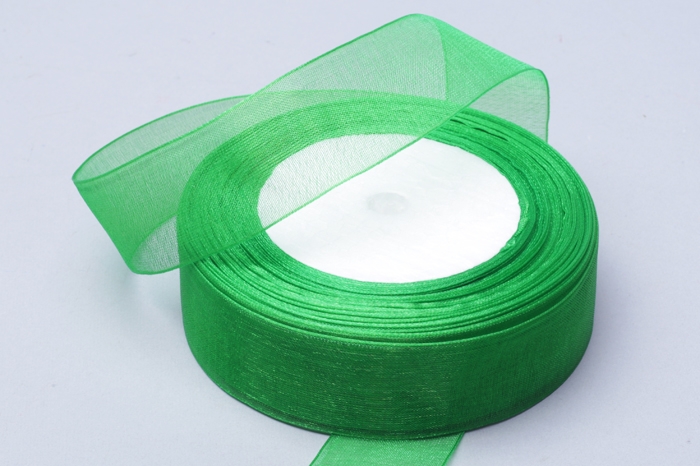 Лента органза 25мм х 30м зеленая