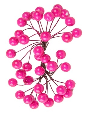 Ягоды на проволоке 14см 40шт малиновые