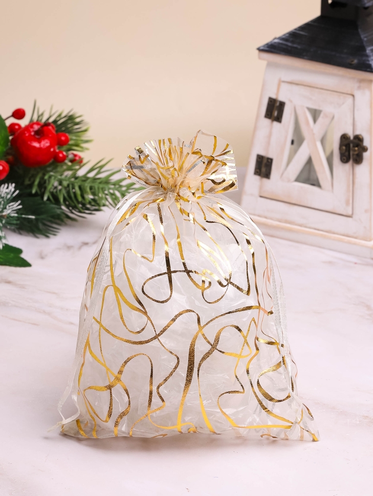Мешок подарочный органза 17x23см Серпантин золото Мешок подарочный органза 17x23см Серпантин золото