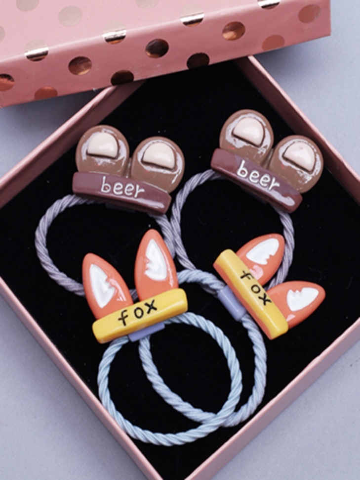 Резинки для волос, набор 4шт Beer/Fox кофе/оранжевый 2х2,3 Резинки для волос, набор 4шт Beer/Fox кофе/оранжевый 2х2,3