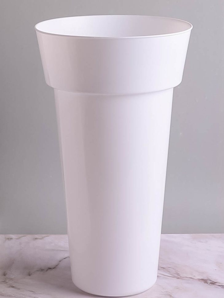 Ваза гладкая H43хD25/14см пластиковая 2001B белый Ваза гладкая H43хD25/14см пластиковая 2001B белый