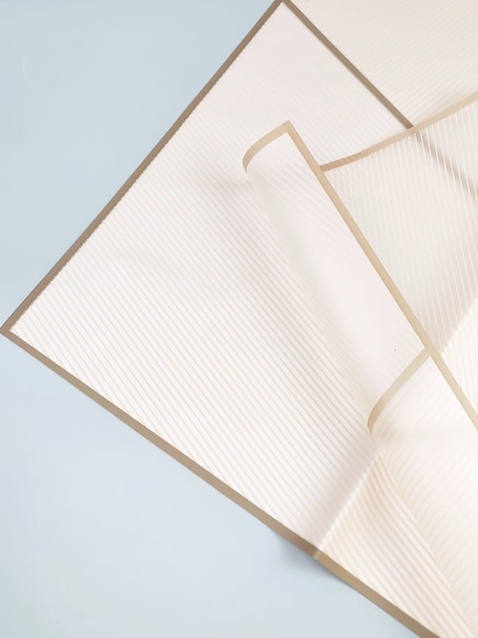 Пленка матовая 58смх58см 10 листов 50мкм Полоски бежевый с коричневым кантом Пленка матовая 58смх58см 10 листов 50мкм Полоски бежевый с коричневым кантом