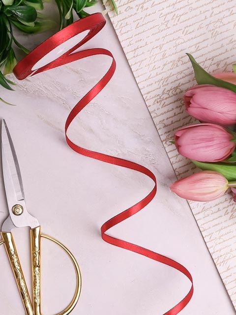 Лента атласная 10мм х 25ярд JD красный Лента атласная 10мм х 25ярд JD красный