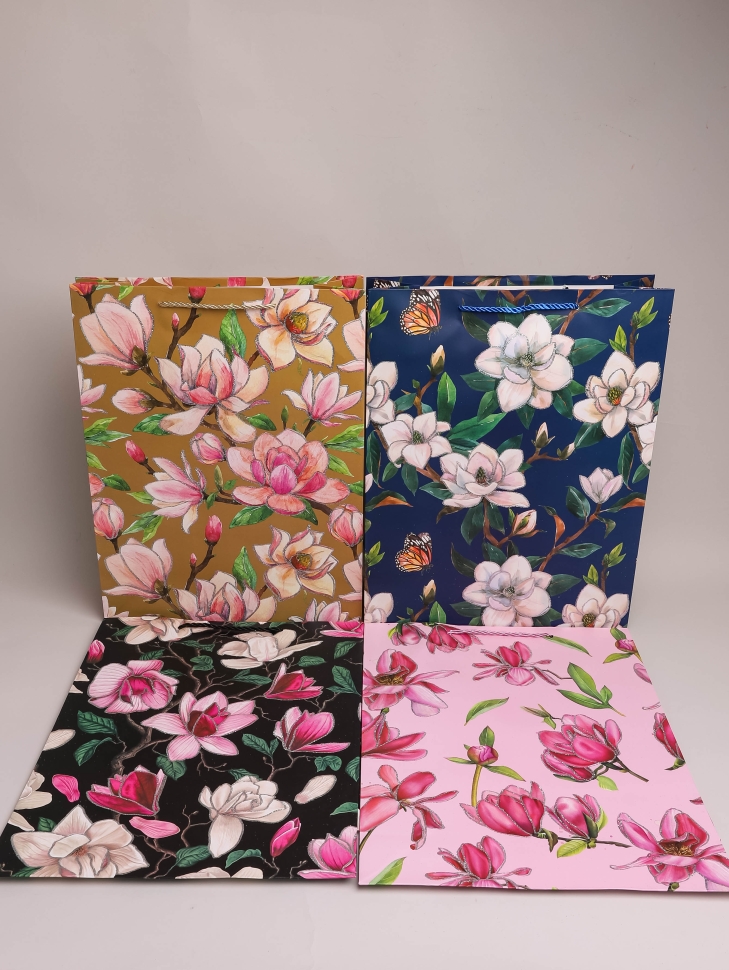 Сумочка подарочная 31х40x12см 530-141 цветы микс