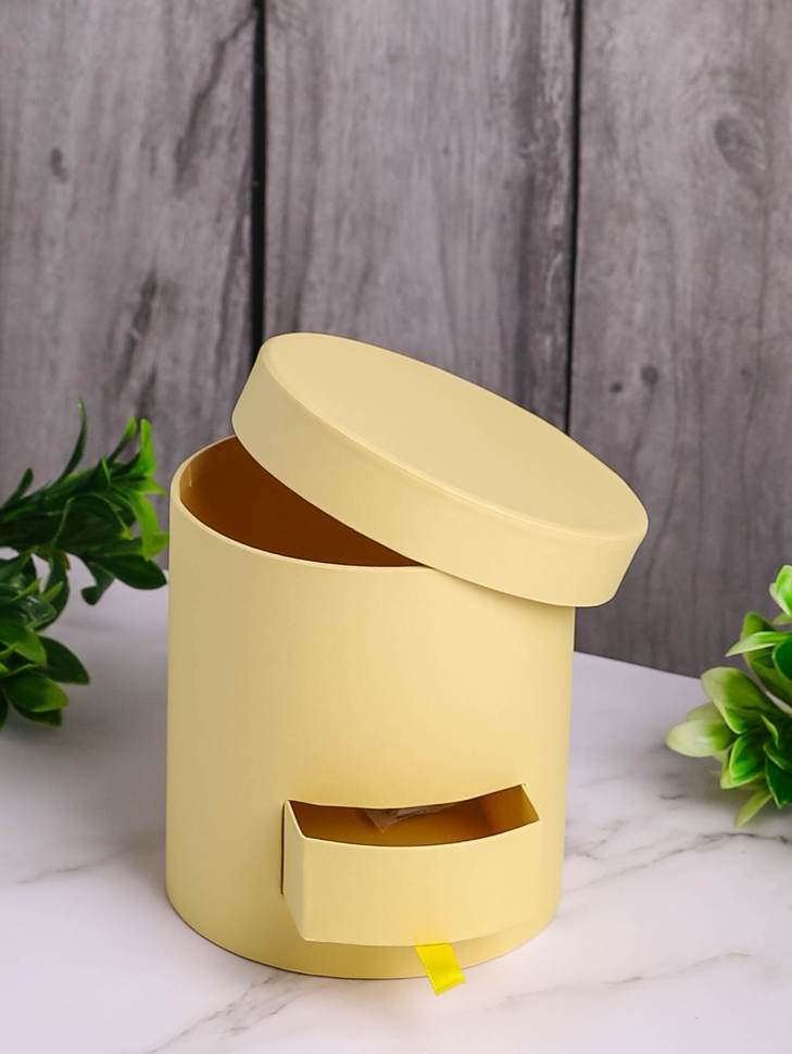 Коробки для цветов и конфет (двойное дно) Цилиндр 14х14х14,5см К желтый Коробки для цветов и конфет (двойное дно) Цилиндр 14х14х14,5см К желтый