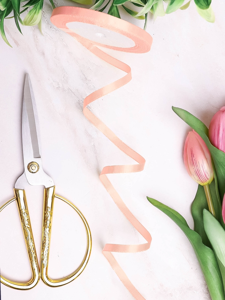 Лента атласная 10мм х 25ярд JD персиковый Лента атласная 10мм х 25ярд JD персиковый