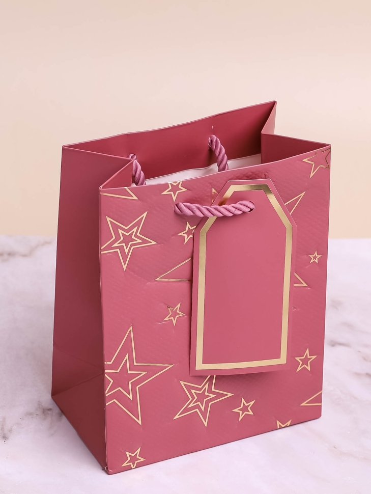 Сумочка подарочная 12х15x7см 5-005 розовый темный