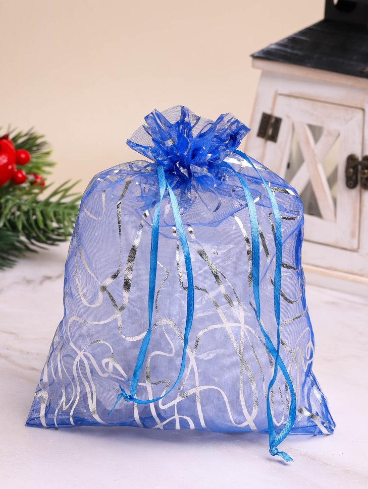 Мешок подарочный органза 20x30см Серпантин синий Мешок подарочный органза 20x30см Серпантин синий