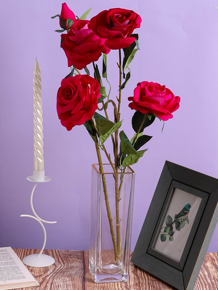 Ваза стекло Квадратная H24х7,5см К золотой край Ваза стекло Квадратная H24х7,5см К золотой край