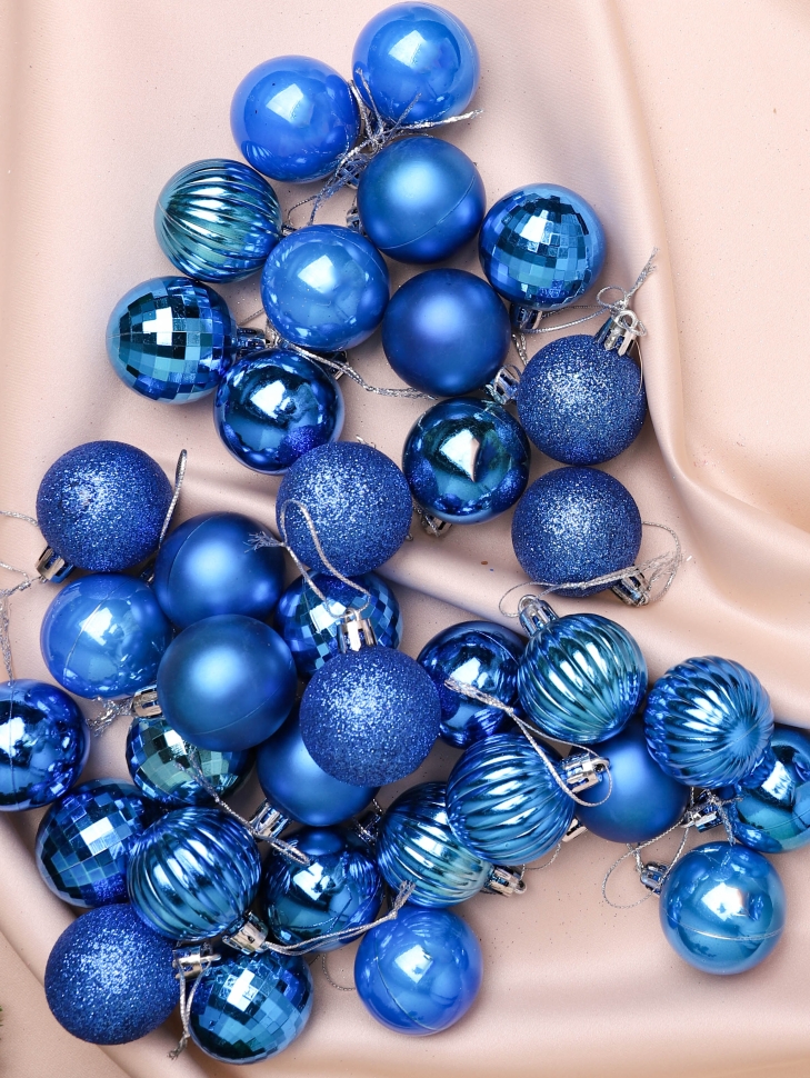 Игрушка елочная Шар d4см набор 36 шт пластик синий Игрушка елочная Шар d4см набор 36 шт пластик синий