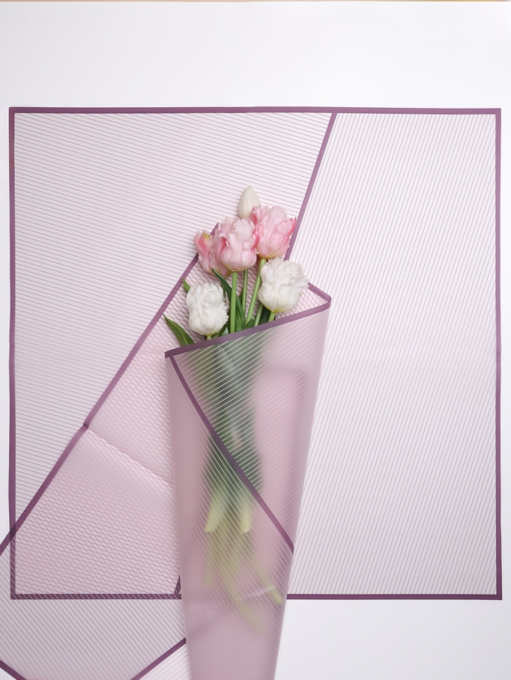 Пленка матовая 58смх58см 10 листов 50мкм Полоски фиолетовый темный с фиолетовым кантом Пленка матовая 58смх58см 10 листов 50мкм Полоски фиолетовый темный с фиолетовым кантом