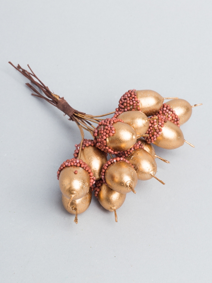 Желуди на проволоке 12шт. 2х3х12см К золотой Желуди на проволоке 12шт. 2х3х12см К золотой