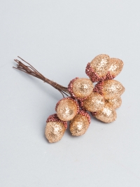 Желуди на проволоке c глиттером 10шт. 2х3х12см К золотой