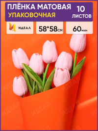 Пленка матовая 58см х 58см 60мкм 10 листов, оранж