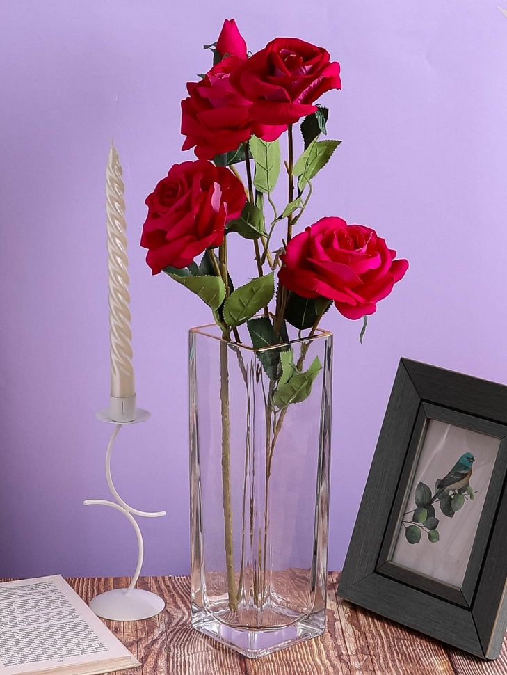 Ваза стекло Квадратная H29х9,5см К золотой край Ваза стекло Квадратная H29х9,5см К золотой край