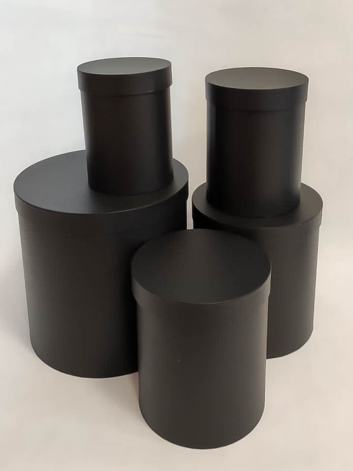 Коробка цилиндр набор из 5шт h30xd30см №83 однотонный черный Коробка цилиндр набор из 5шт h30xd30см №83 однотонный черный