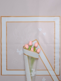 Пленка матовая 58смх58см 10 листов 55мкм РЦ двойной кант Цветы голубой