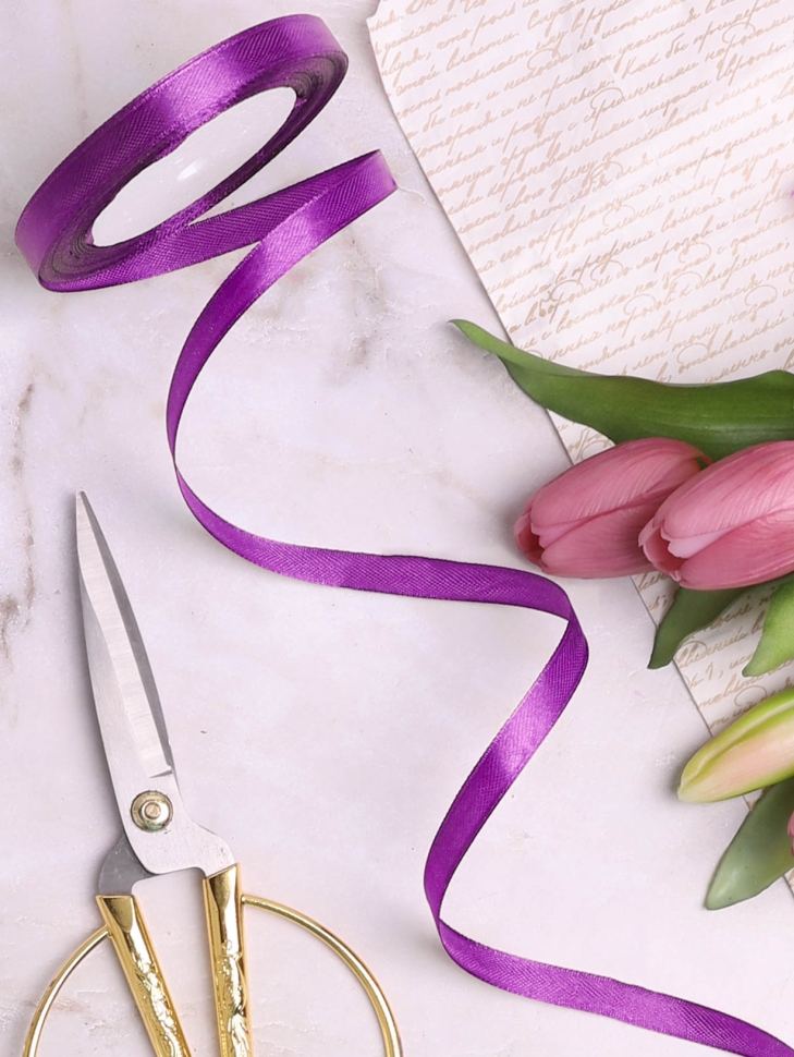 Лента атласная 10мм х 25ярд JD фиолетовый Лента атласная 10мм х 25ярд JD фиолетовый