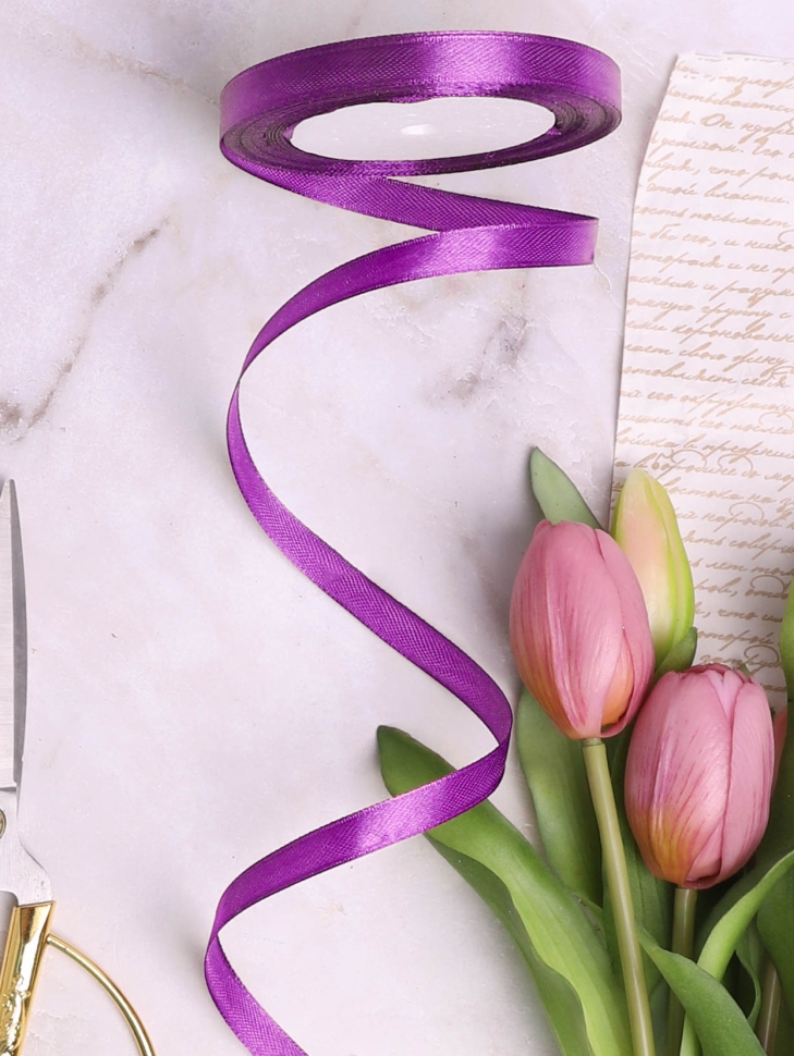 Лента атласная 10мм х 25ярд JD фиолетовый Лента атласная 10мм х 25ярд JD фиолетовый