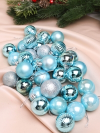 Игрушка елочная Шар  d4см набор 36 шт пластик голубой