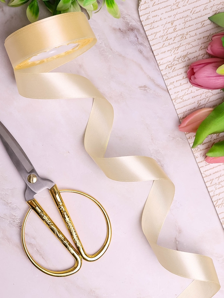 Лента атласная 25мм х 25 ярд  JD шампань