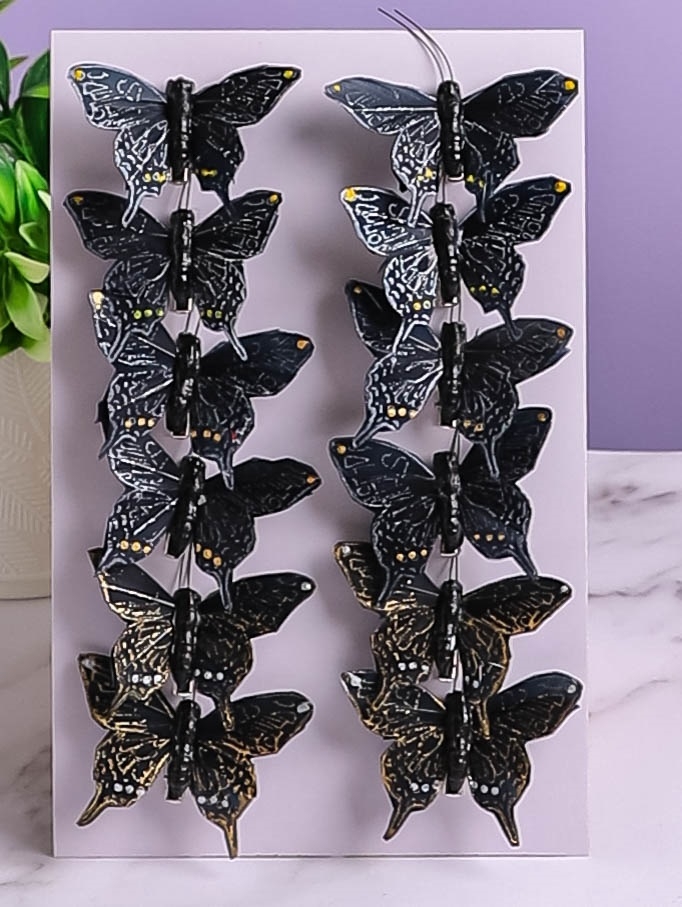 Бабочки 8см на прищепке, 12шт. цветные HHT097 Бабочки 8см на прищепке, 12шт. цветные HHT097