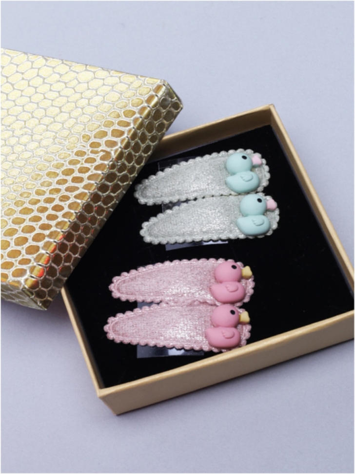 Клик-клак набор из 4 шт 4,5х1,5 с блеском, Утенок кремовый/мята