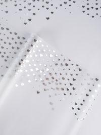 Пленка цветная 50 мкм 58см х 10м сердечки серебро