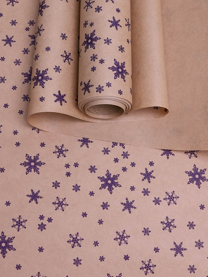 Бумага крафт 70г/м2, 70см x 10м, Снежинка NEW, фиолет Бумага крафт 70г/м2, 70см x 10м, Снежинка NEW, фиолет