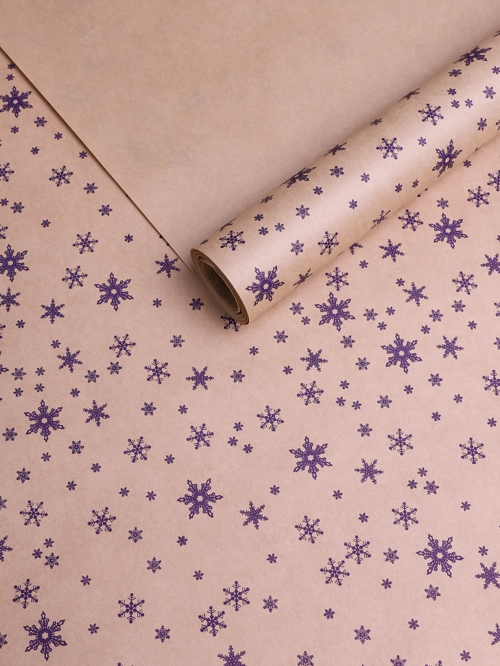 Бумага крафт 70г/м2, 70см x 10м, Снежинка NEW, фиолет Бумага крафт 70г/м2, 70см x 10м, Снежинка NEW, фиолет