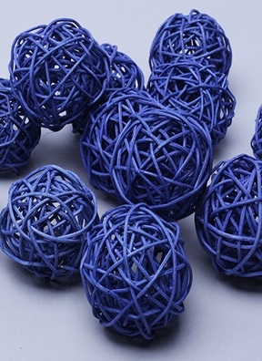 Шар из ротанга  6см, 12шт. синий