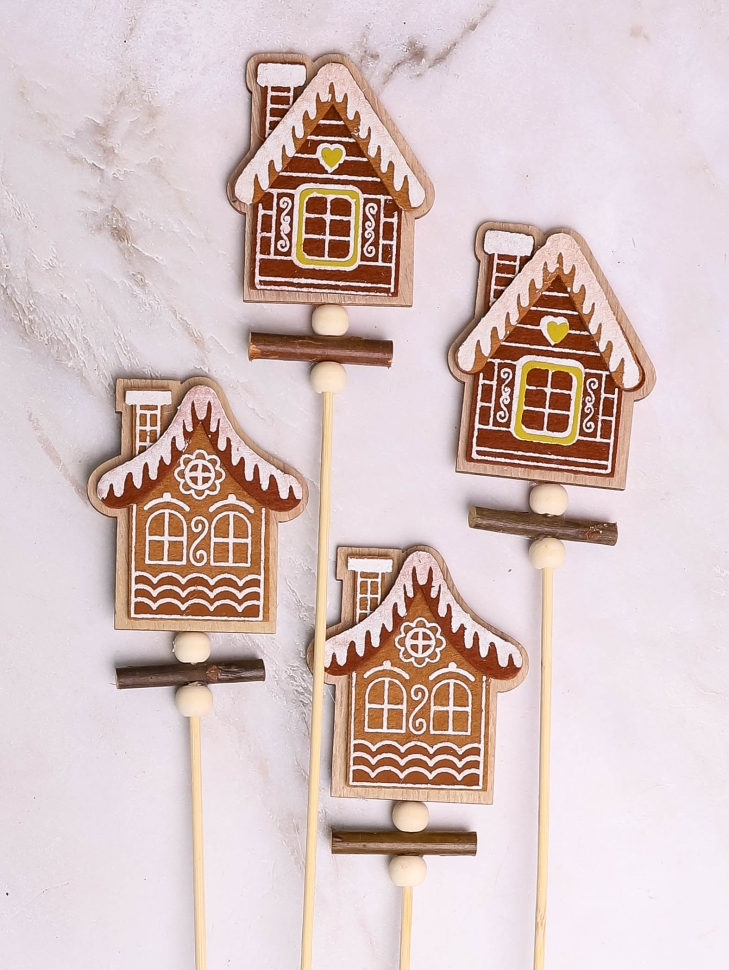 Вставка НГ деревянная,фетр 4шт 31х6см Домик микс Вставка НГ деревянная,фетр 4шт 31х6см Домик микс