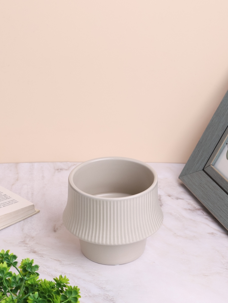 Кашпо керамика 11х11см серый