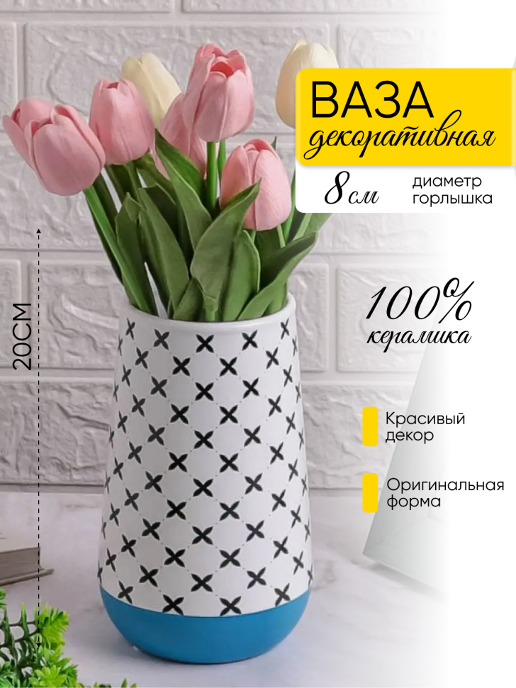Ваза керамика 20х9х11см 896H460S синий Ваза керамика 20х9х11см 896H460S синий