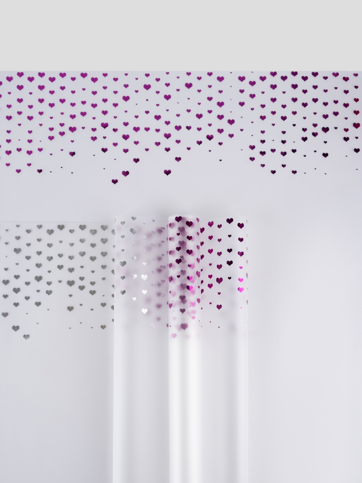 Пленка цветная 50 мкм 58см х 10м сердечки сиреневый