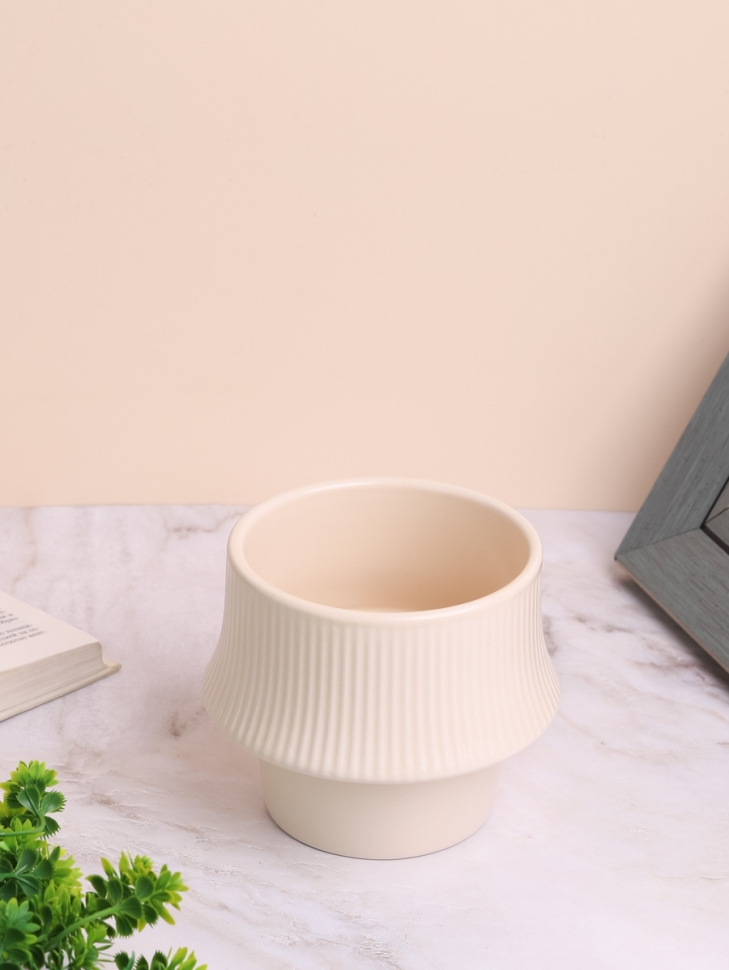 Кашпо керамика 11х11см кремовый