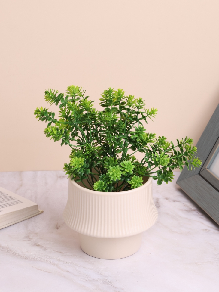 Кашпо керамика 11х11см кремовый