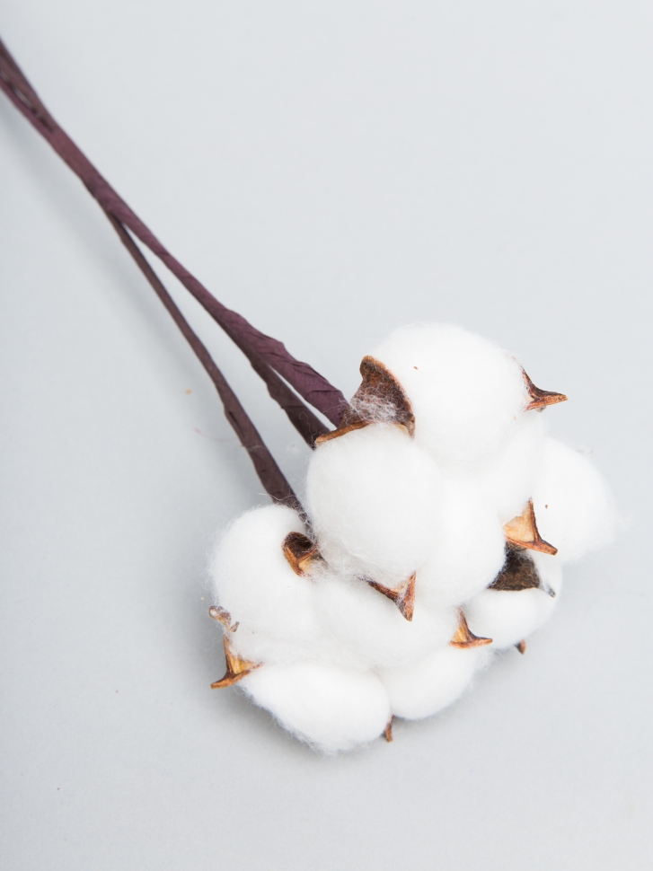 Хлопок на проволоке 3шт 30см белый Хлопок на проволоке 3шт 30см белый