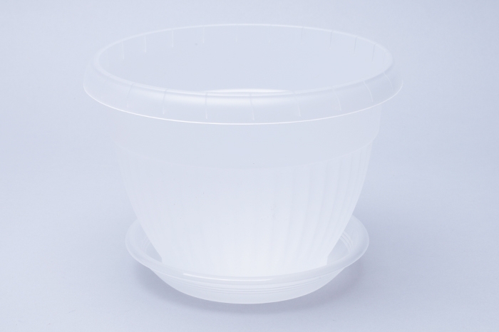 Горшок пластик Флора, D20, 2,6л с поддоном прозрачный Горшок пластик Флора, D20, 2,6л с поддоном прозрачный