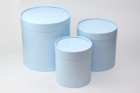 Коробка цилиндр набор из  3шт. 20х22см голубой