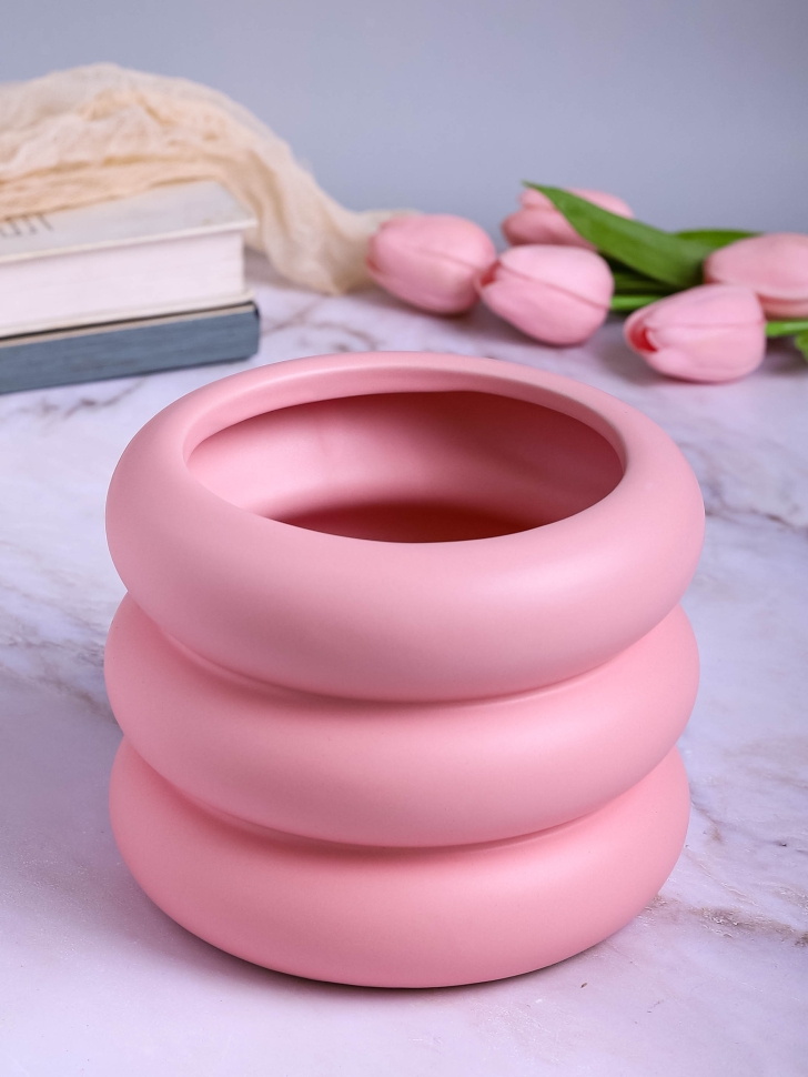 Кашпо керамика 16х13см CL02 розовый