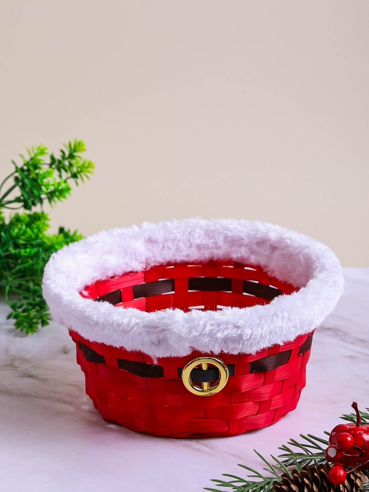 Корзина плетеная НГ бамбук D20x20хН9см Санта