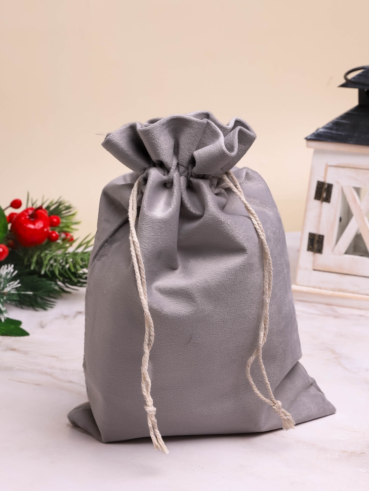 Мешок подарочный велюр 20x30см серый Мешок подарочный велюр 20x30см серый