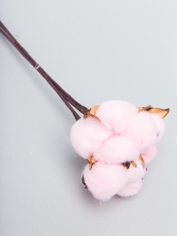 Хлопок на проволоке 3шт 30см розовый