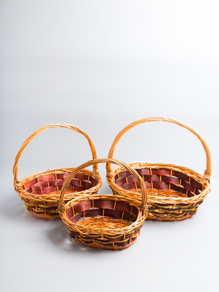 Корзина плетеная (ива) 3шт 46х36х41см L-28-4 коричневый Корзина плетеная (ива) 3шт 46х36х41см L-28-4 коричневый