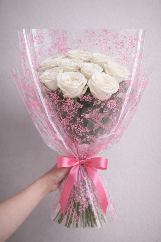 Пленка цветная 60см Ласточки розовый туманный