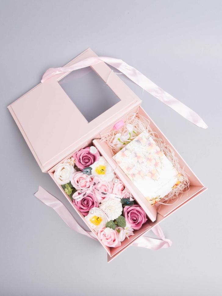 Композиция букет в коробке 25х12х11см SL-2001-12-2 розовый Композиция букет в коробке 25х12х11см SL-2001-12-2 розовый