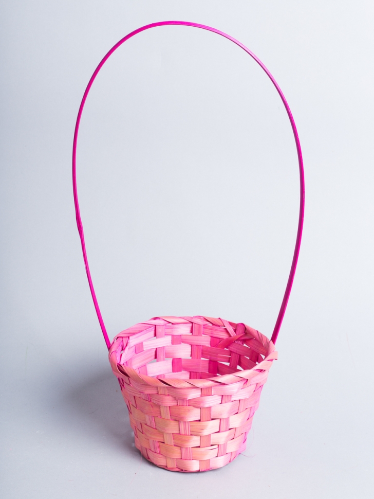 Корзина плетеная бамбук D13x9.5/28см светло-розовая Корзина плетеная бамбук D13x9.5/28см светло-розовая